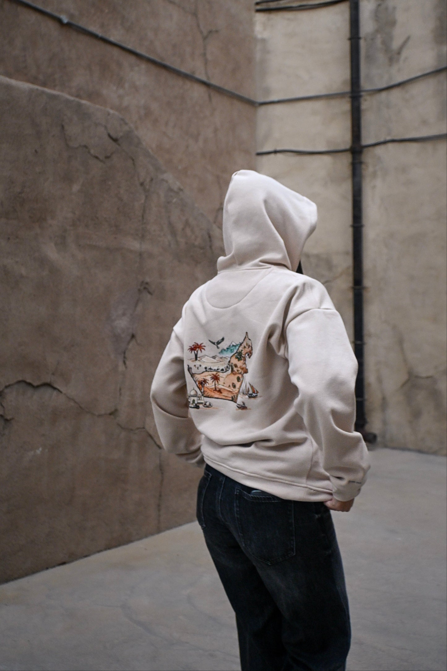 UAE Iconic artwork Beige Hoodie