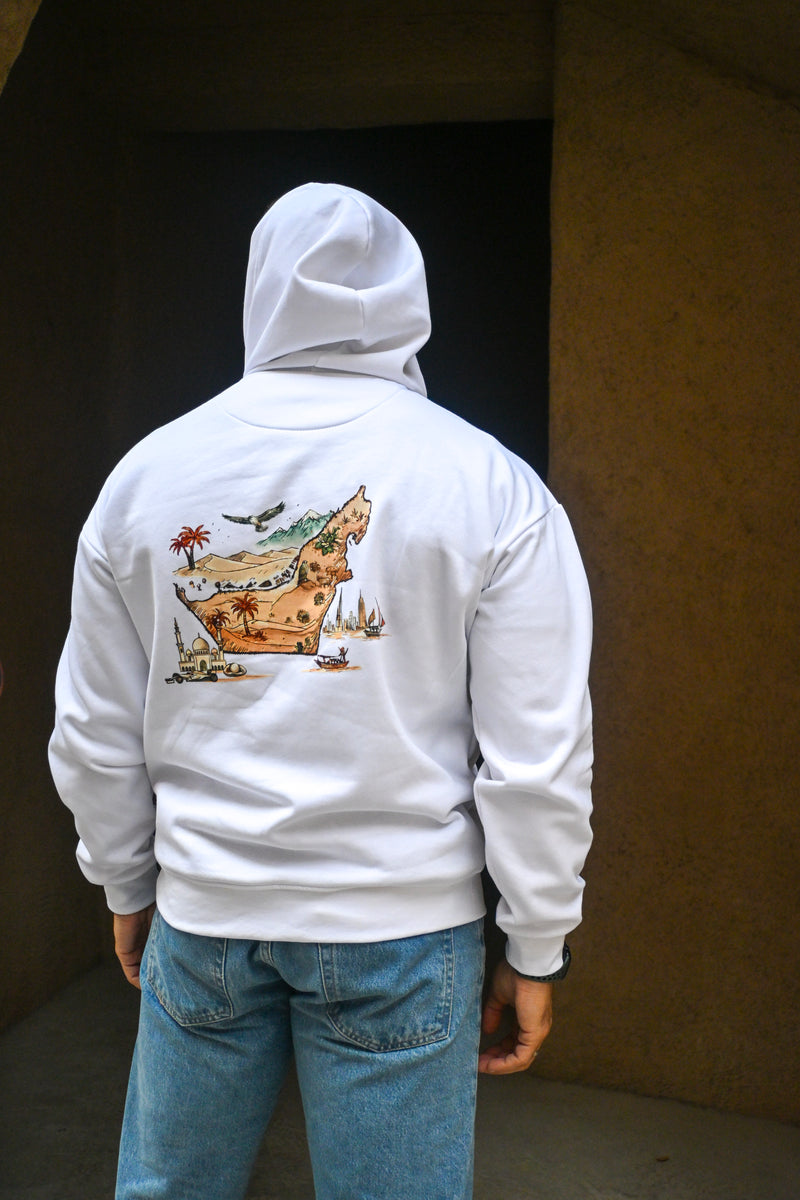 UAE Iconic artwork White Hoodie