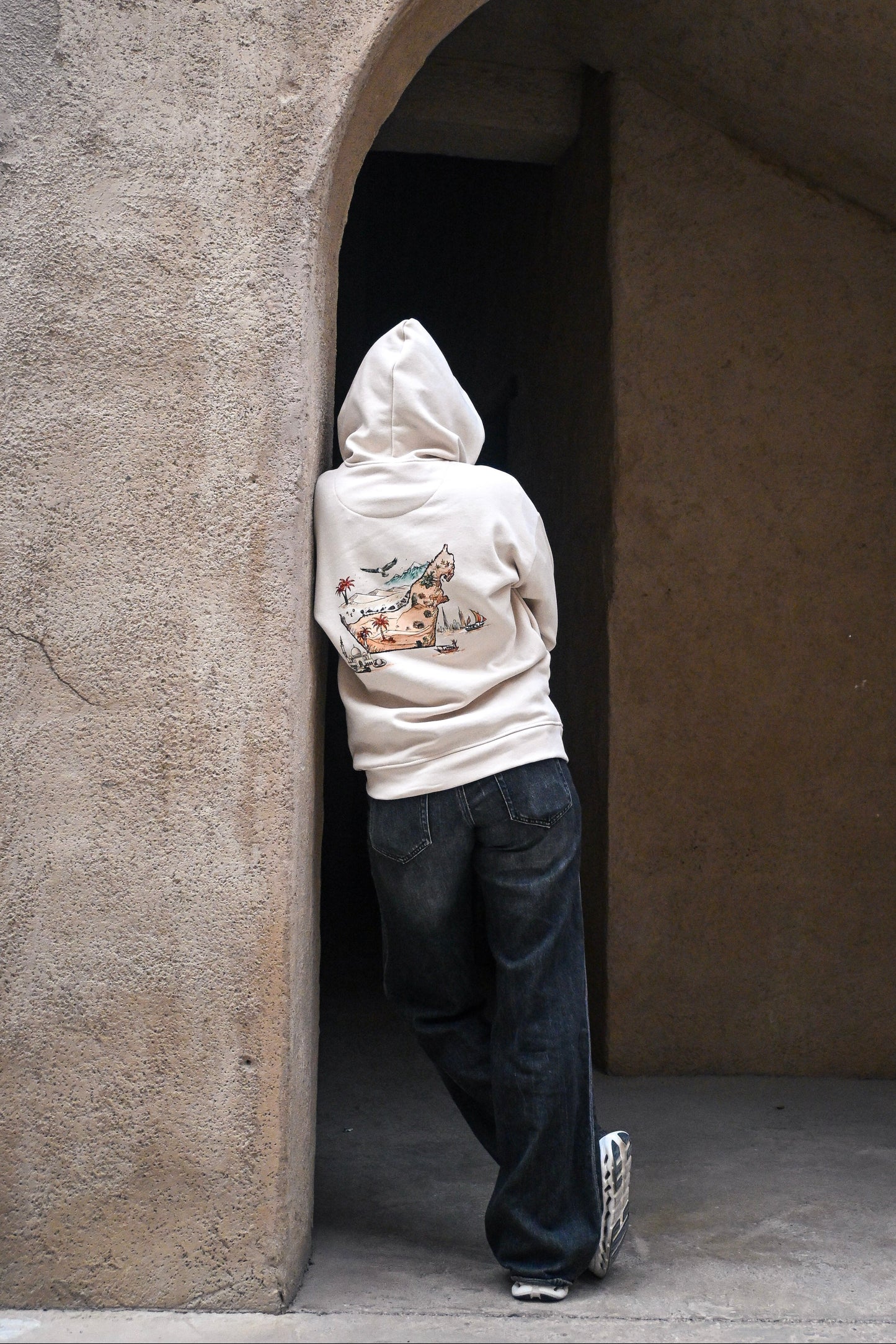 UAE Iconic artwork Beige Hoodie
