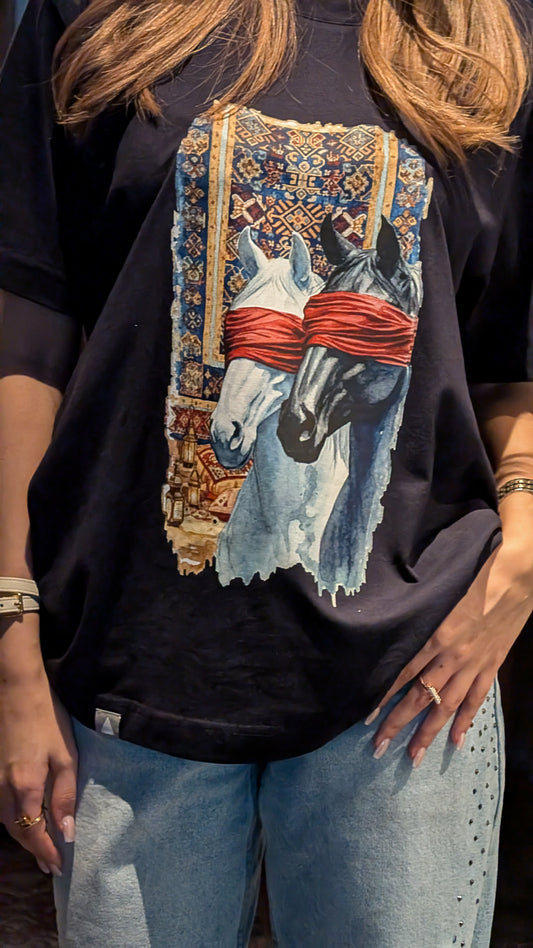 Two Horses Tee - Navy Blue